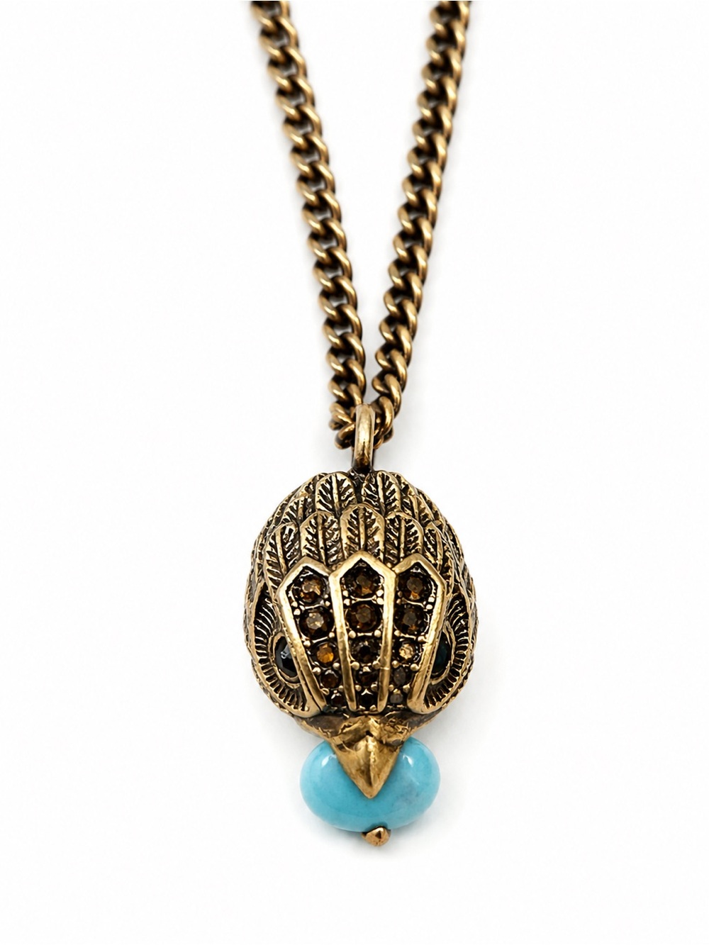 Kurt Geiger Gold-Tone Owl Pendant Necklace with Turquoise Bead